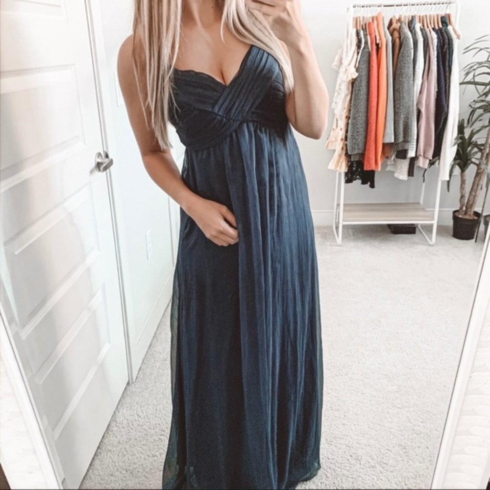 BHLDN Brigitte Bridesmaid Maxi Dress Navy Bluea - Picture 2 of 4